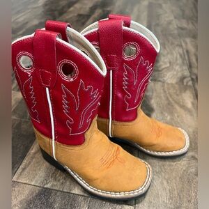 Old West Red and Cream Leather Boots